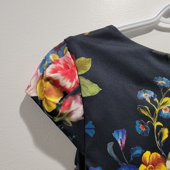 Long Tall Sally Navy Floral Dress Sz US 8 - Picture 6 of 6